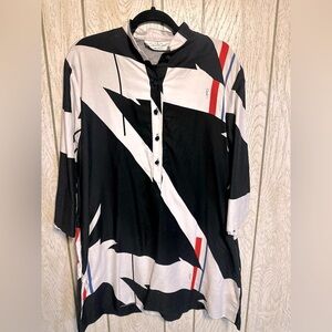 Vintage 70s Catherine Ogust Black/White Geometric Penthouse Gallery Dress Size M